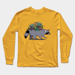 Raccoon with Wildflowers, Trash Panda Long Sleeve T-Shirt